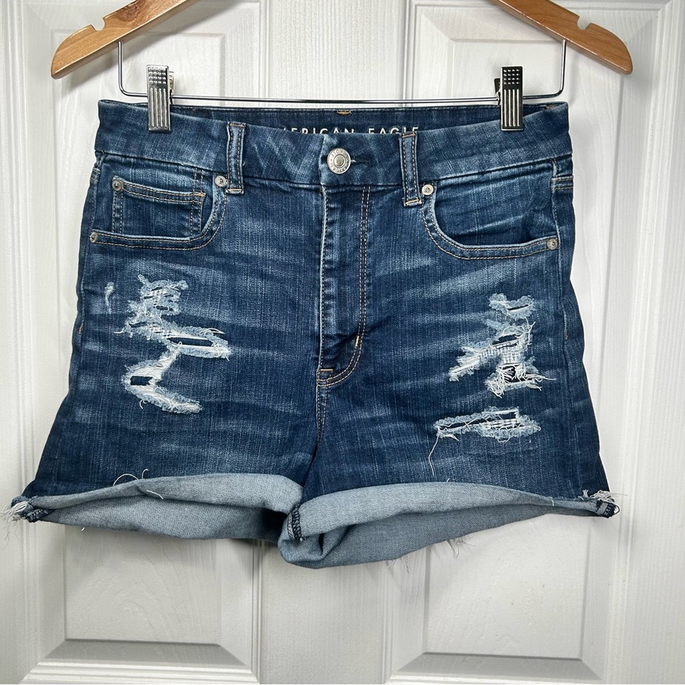 American Eagle Outfitters Blue Distressed Jean Shorts